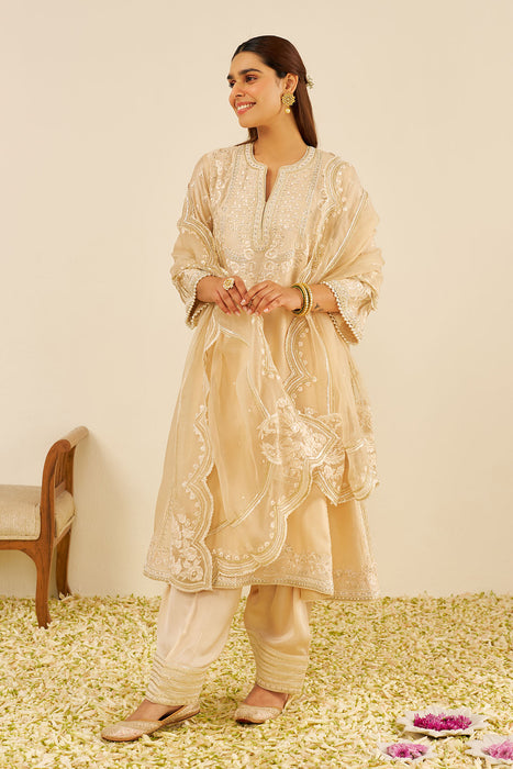 Maaroofa - Long Chauga With Salwar (Beige)