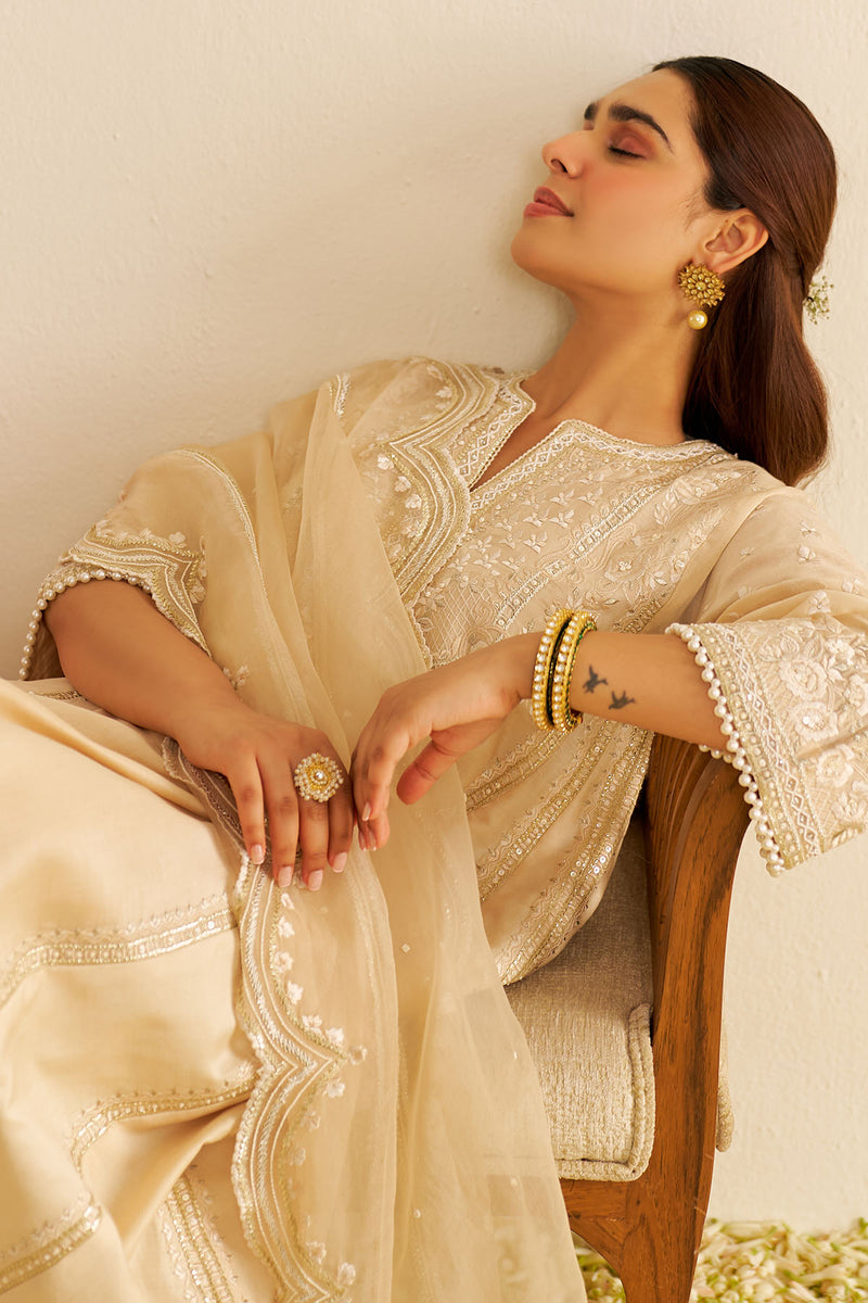 Maaroofa - Long Chauga With Salwar (Beige)