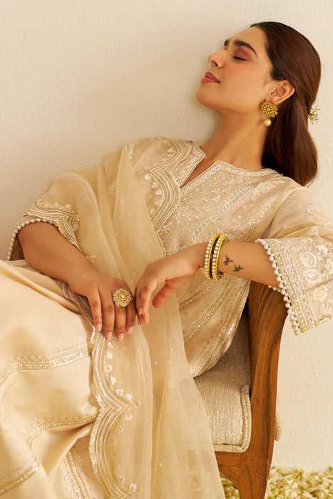 Maaroofa - Long Chauga With Salwar (Beige)
