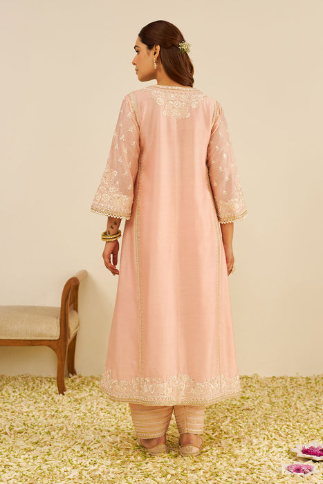 Maaroofa - Long Chauga With Salwar (Off Rose)