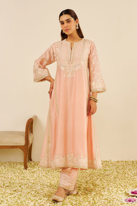 Maaroofa - Long Chauga With Salwar (Off Rose)