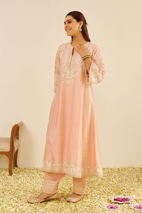 Maaroofa - Long Chauga With Salwar (Off Rose)