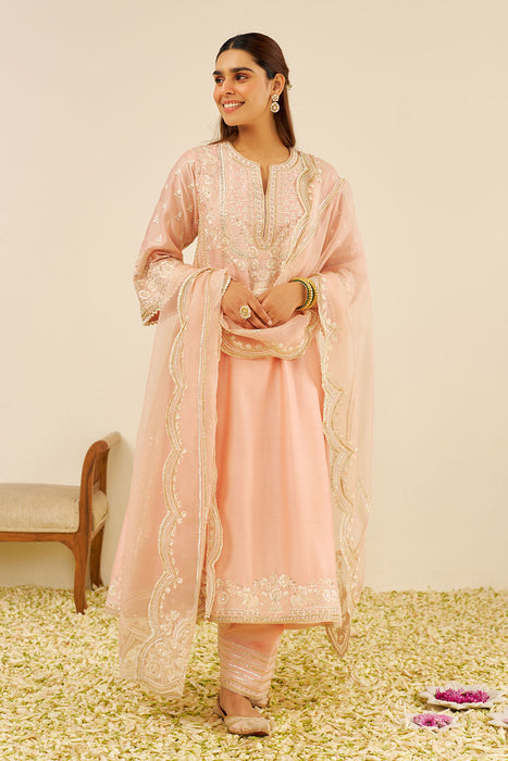 Maaroofa - Long Chauga With Salwar (Off Rose)