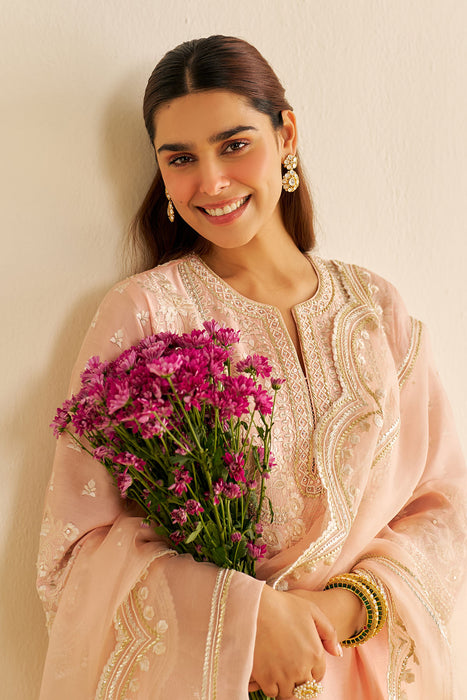 Maaroofa - Long Chauga With Salwar (Off Rose)