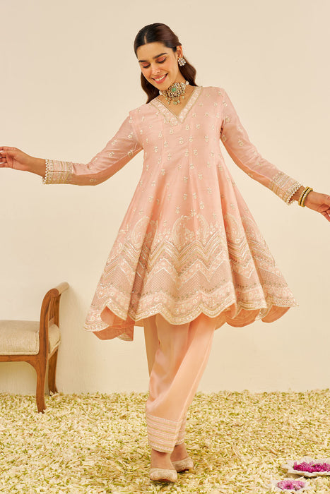 Meeram - Short Anarkali With Salwar (Off Rose)