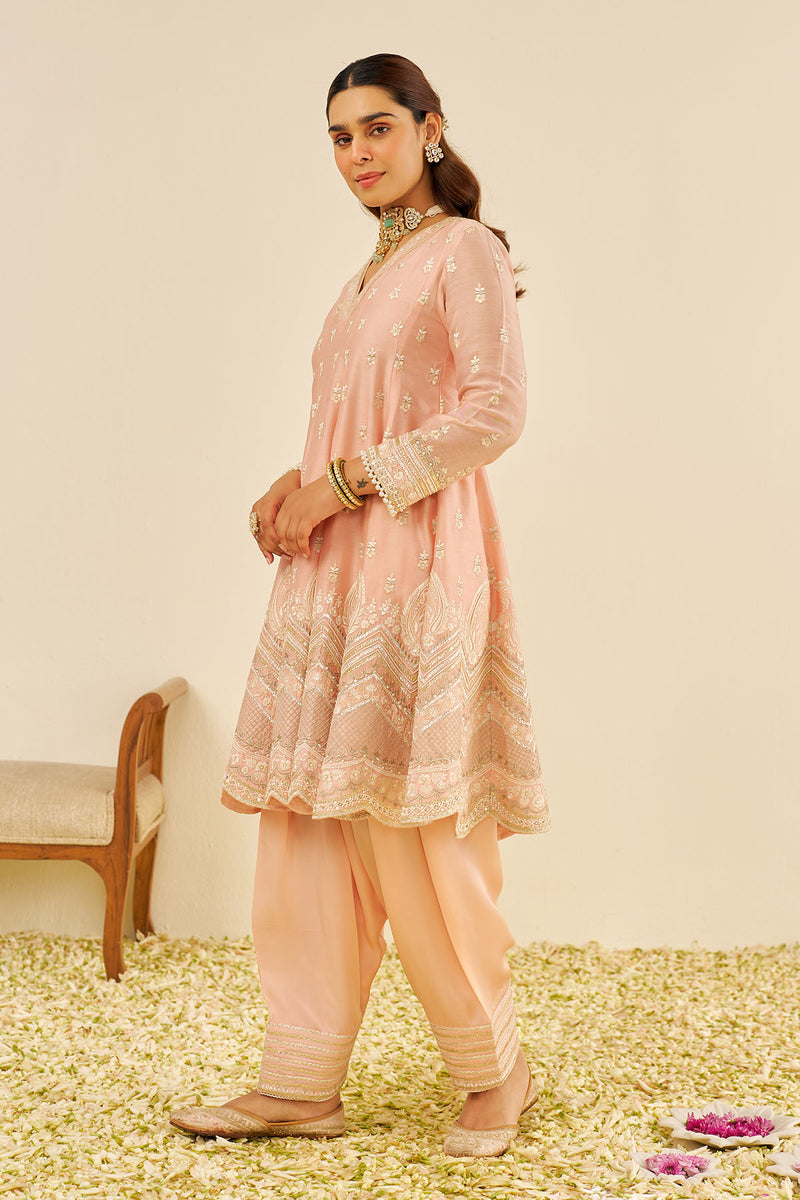 Meeram - Short Anarkali With Salwar (Off Rose)