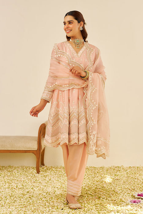 Meeram - Short Anarkali With Salwar (Off Rose)