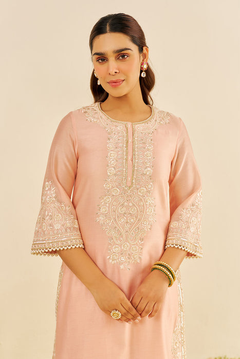 Sereen - A-Line Kurta With Palazzo (Off Rose)
