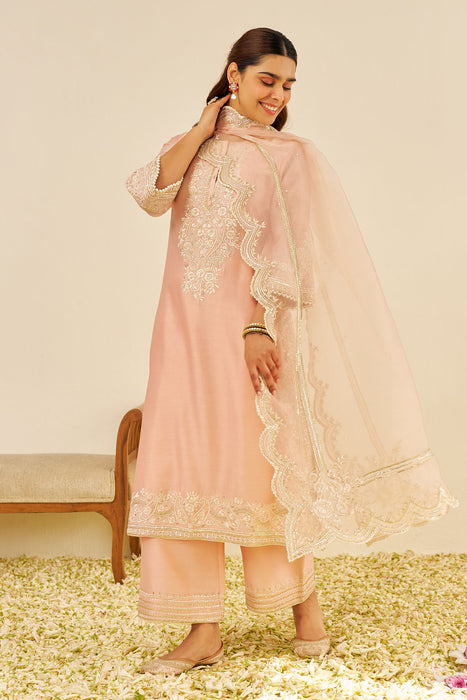 Sereen - A-Line Kurta With Palazzo (Off Rose)