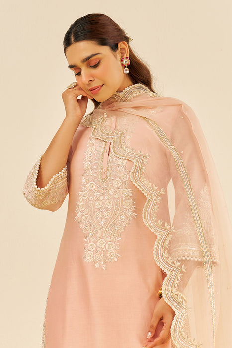 Sereen - A-Line Kurta With Palazzo (Off Rose)