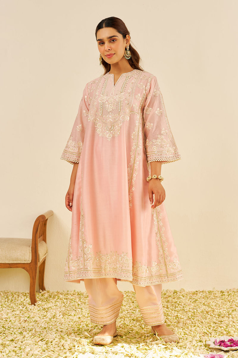Maziya - Long Chauga With Salwar (Blush Pink)