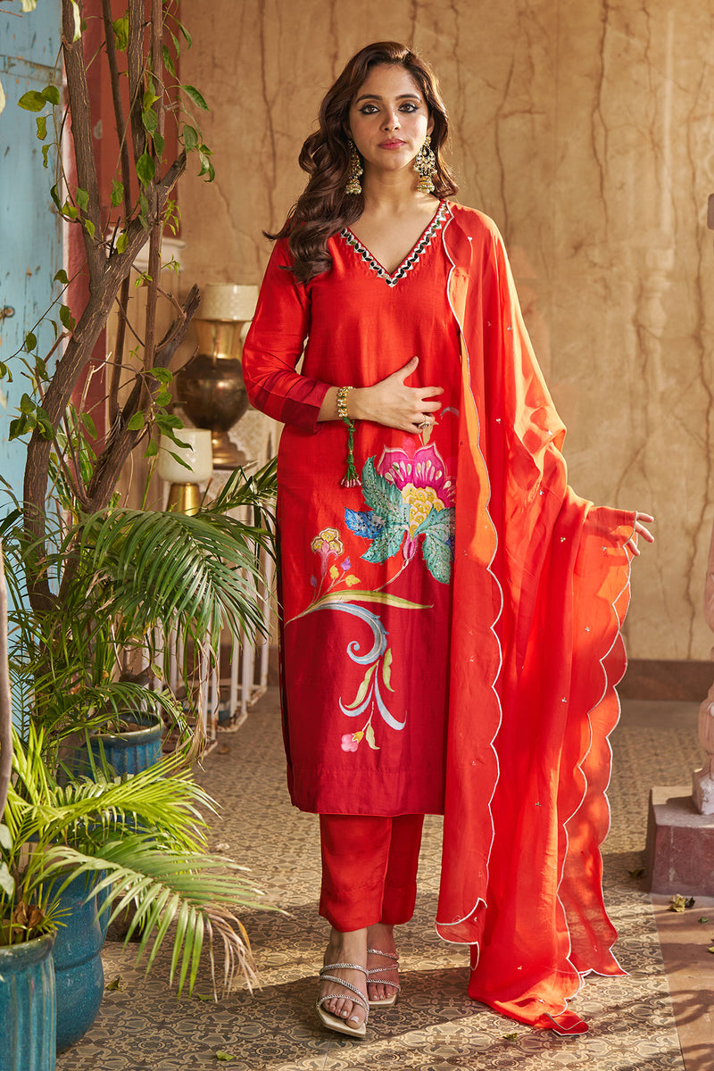 Nayaab Burnt Orange Kurta Set