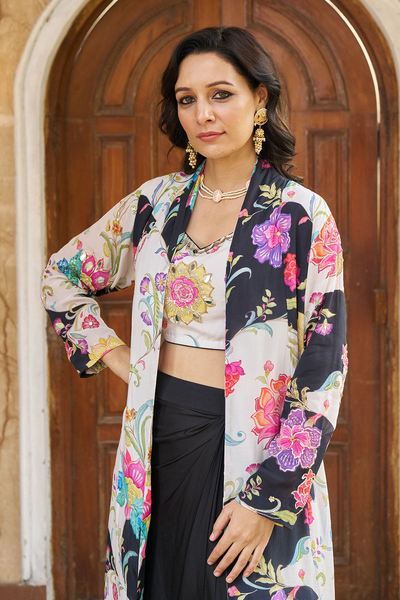 Bareen Black Jacket W/Skirt Set