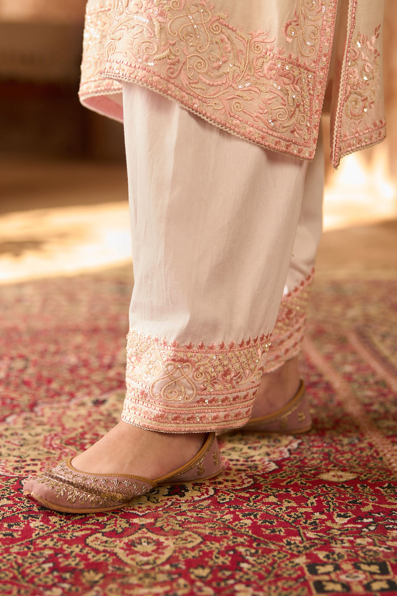 ANAM - DAISY IVORY WITH PINK A-LINE KURTA WITH SALWAR AND DUPATTA