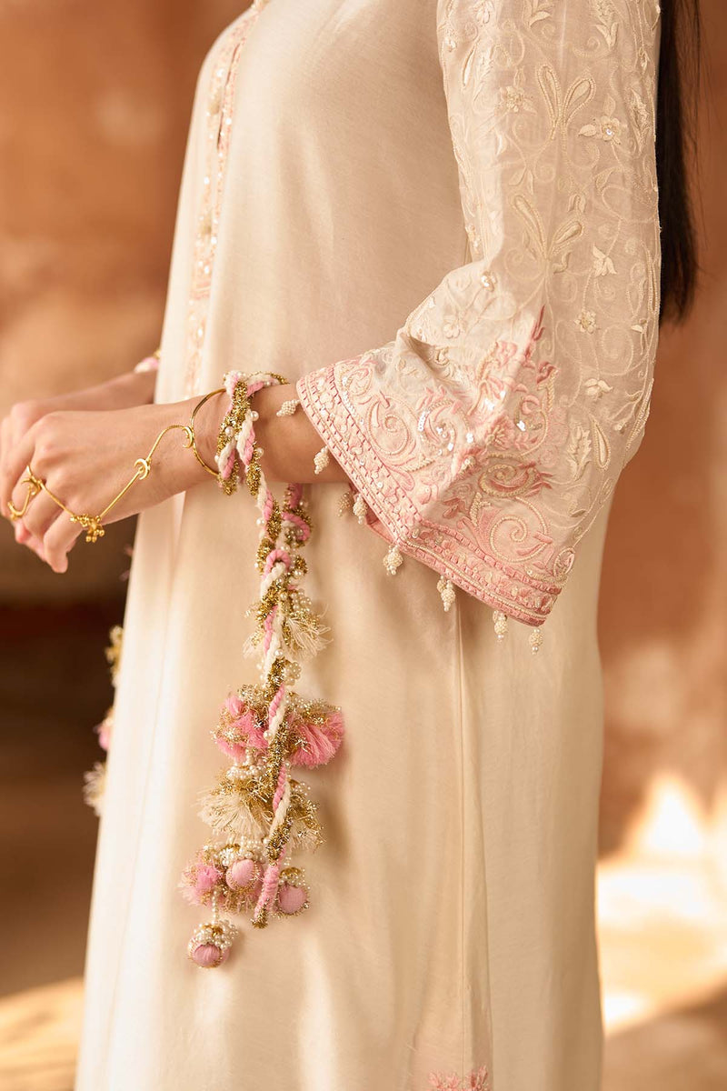 ANAM - DAISY IVORY WITH PINK A-LINE KURTA WITH SALWAR AND DUPATTA