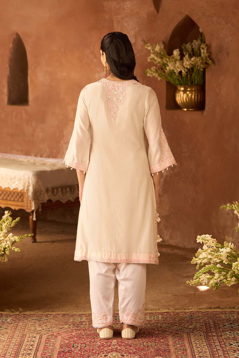 HANI - DAISY IVORY WITH PINK A-LINE KURTA WITH SALWAR AND DUPATTA