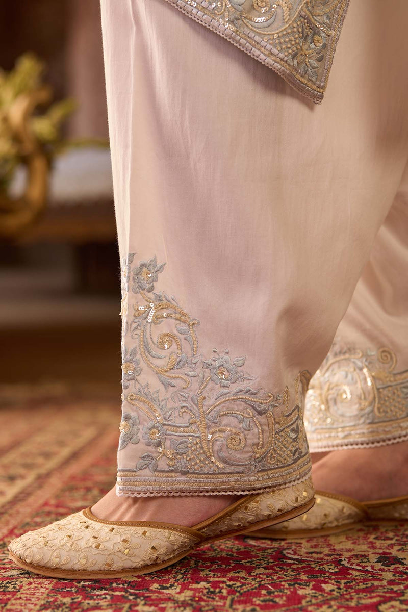 HANI - DAISY IVORY WITH BLUE A-LINE KURTA WITH SALWAR AND DUPATTA