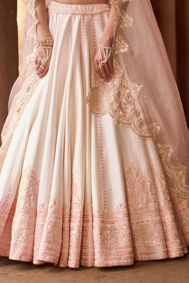 SAYEEDA - DAISY IVORY WITH PINK EMBROIDERED LEHENGA