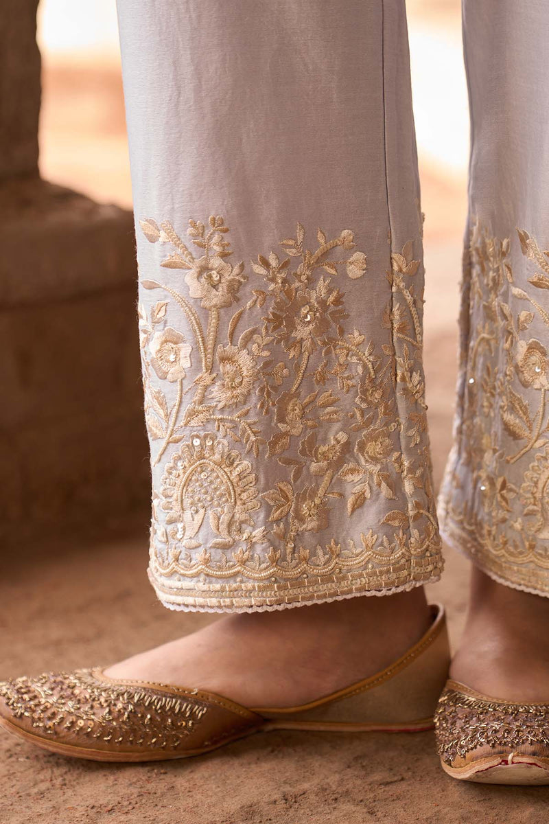 SABOOR - BLUE SHORT A-LINE KURTA WITH STRAIGHT PANTS AND DUPATTA