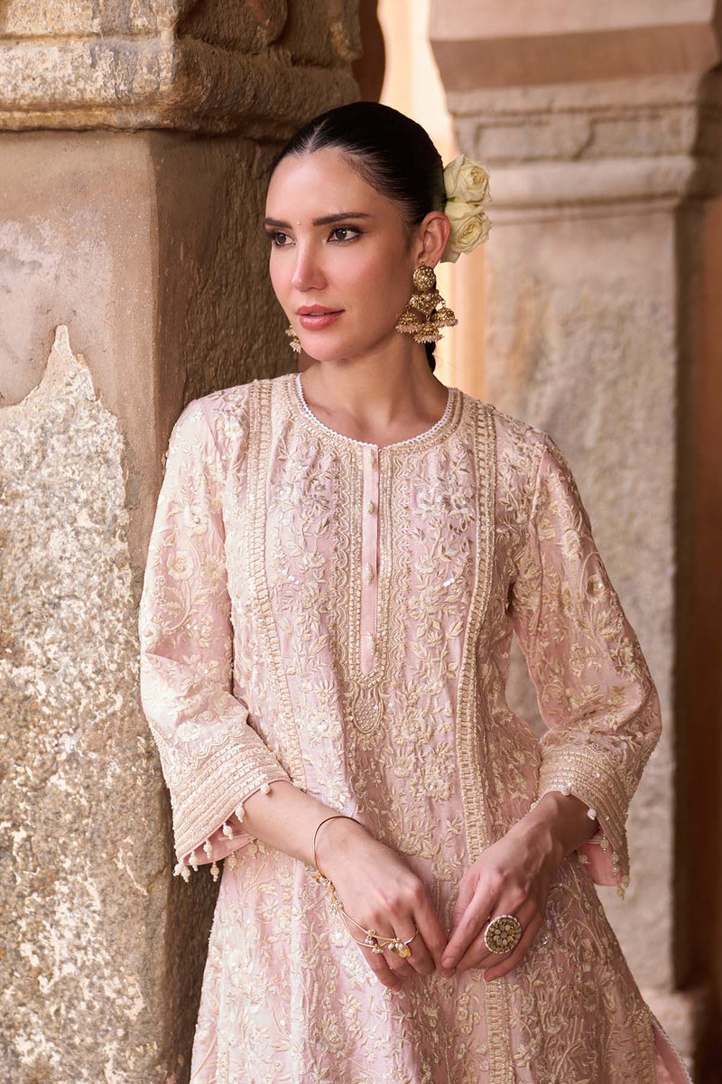 SABOOR - PINK SHORT A-LINE KURTA WITH STRAIGHT PANTS AND DUPATTA
