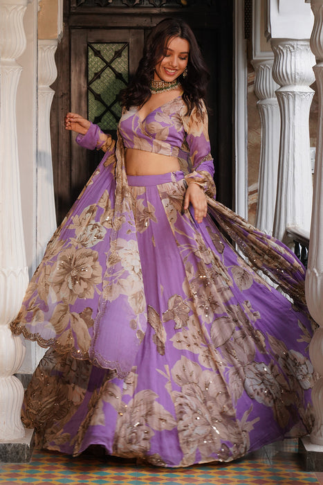 LAVENDER FLORAL LEHENGA SET