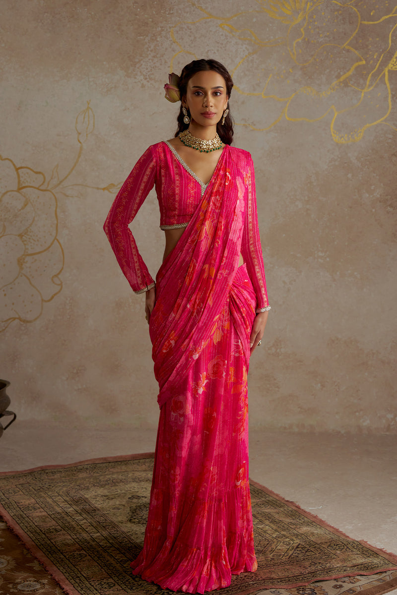 Pink Rose Saree