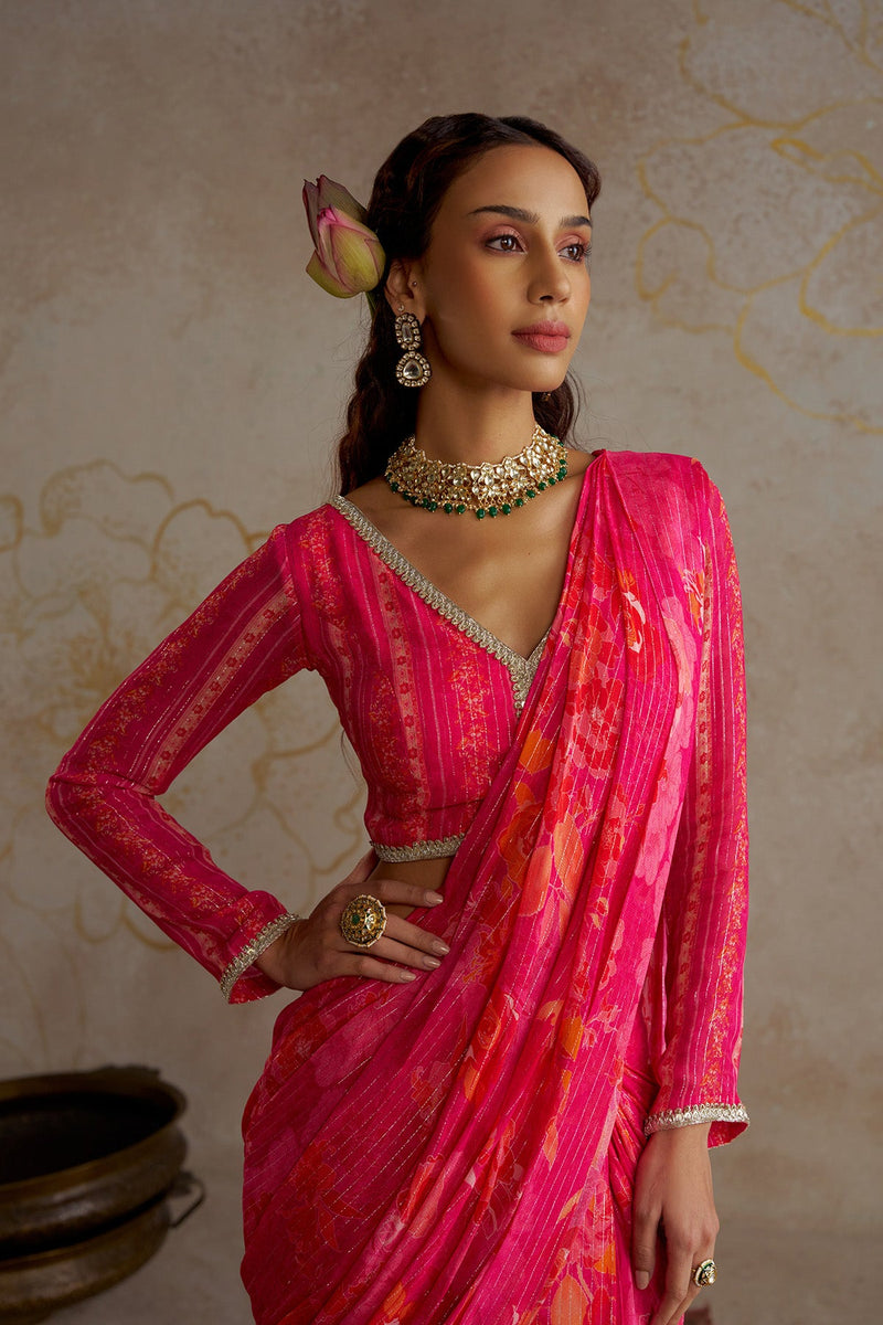Pink Rose Saree