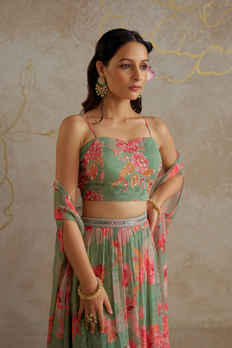 Jade Rose Lehenga with Cape Set