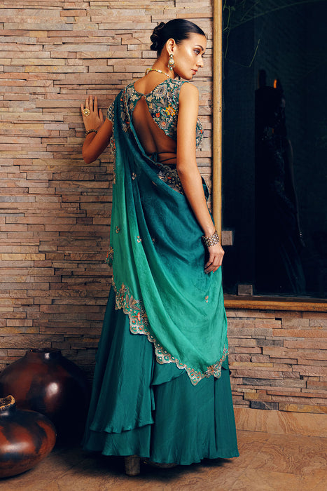 CROSS DRAPE WITH LEHENGA