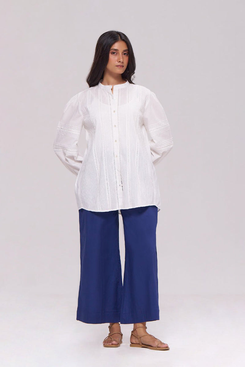 White and Blue Cotton Co-ord Set