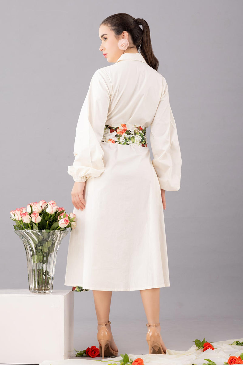 White shirt dress with  belt