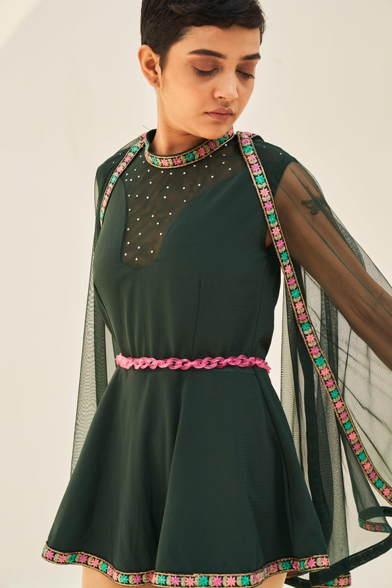 Berke Crepe Net Top
