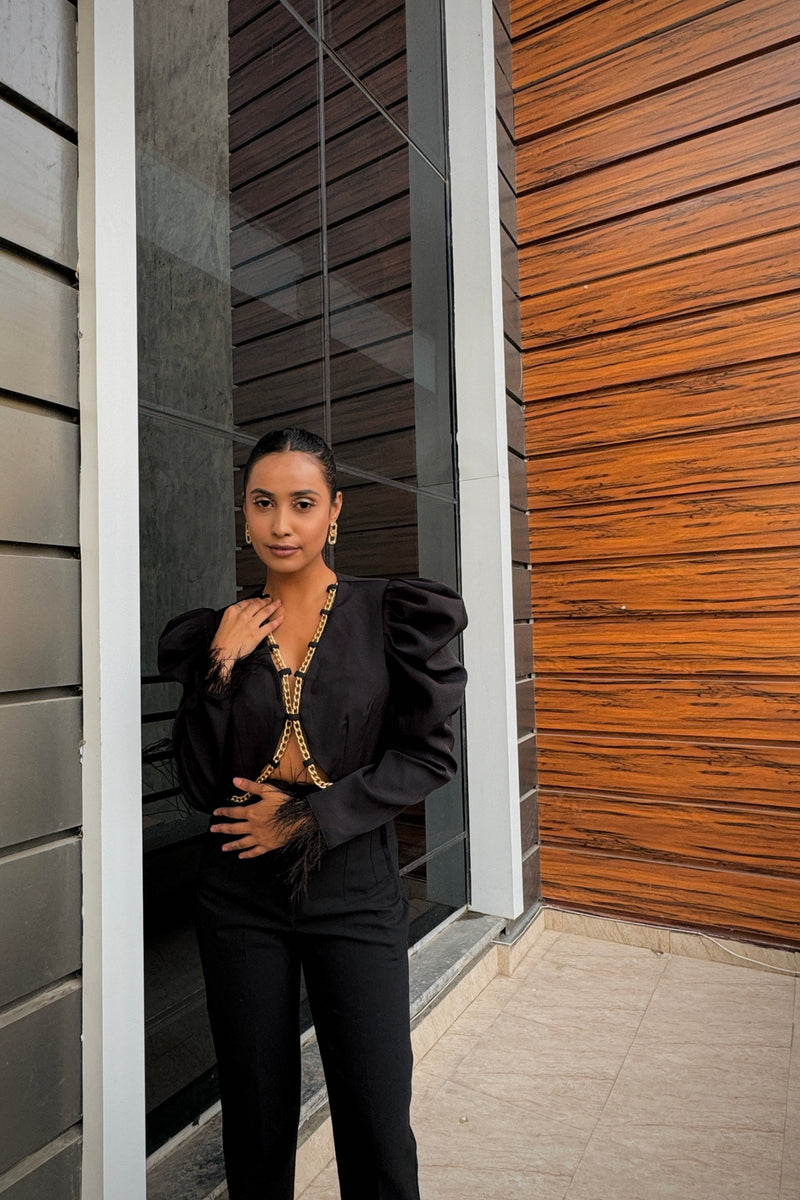 Black Front Open Jacket