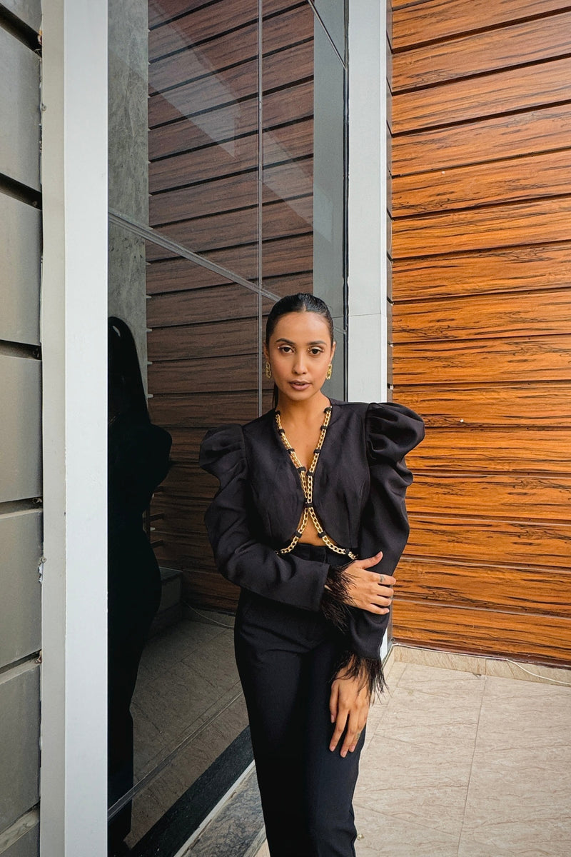 Black Front Open Jacket
