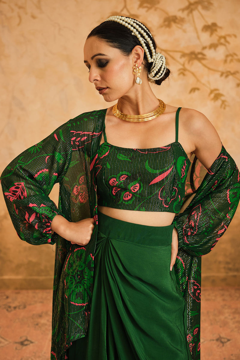 Doree:  Green Chintz Printed Cape Set of 3