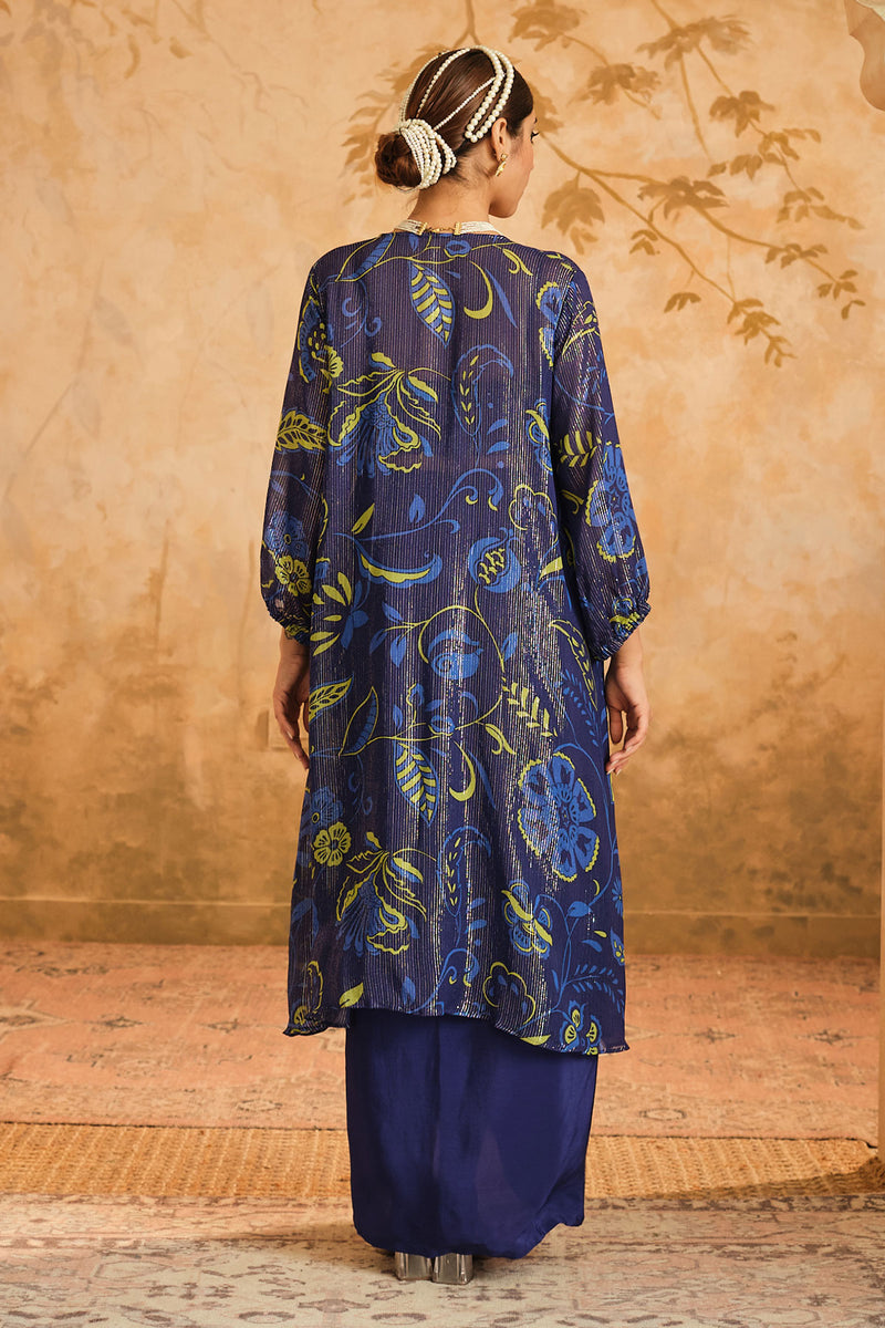 Doree: Blue Chintz Printed Cape Set of 3
