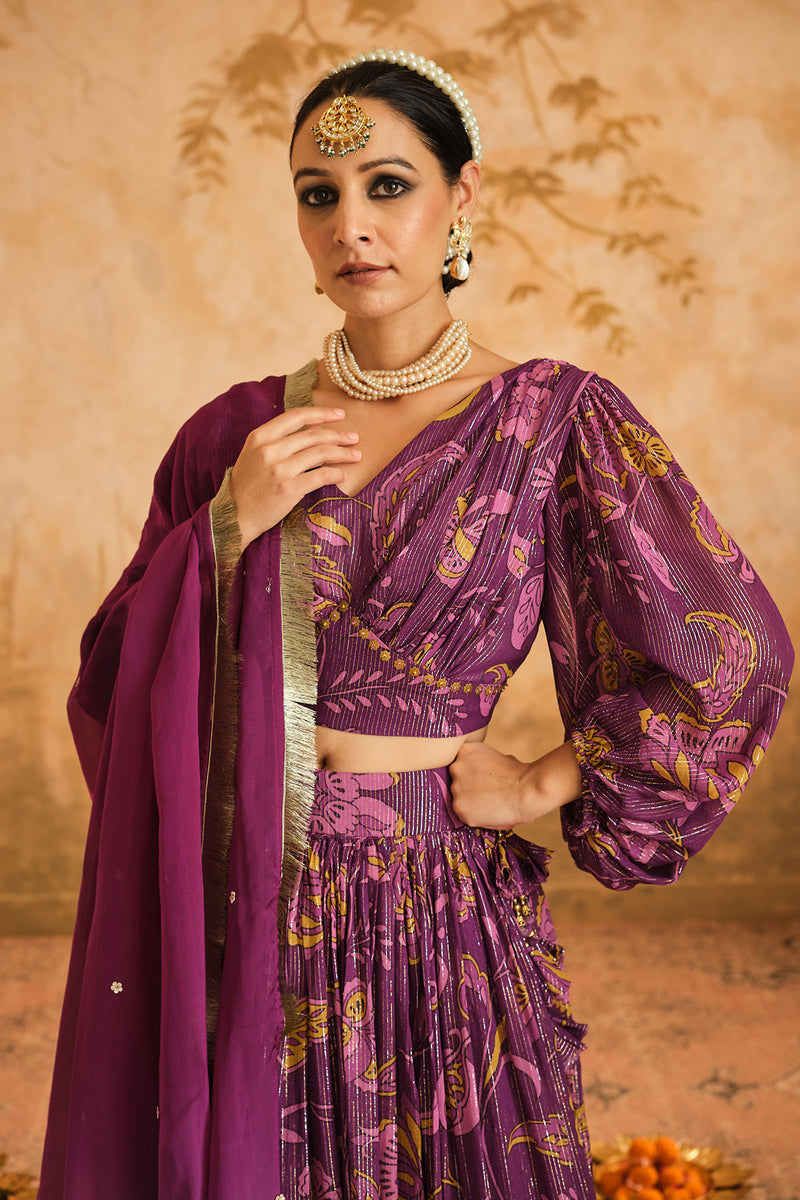 Doree: Megneta Chintz Printed Lehenga Set of 3