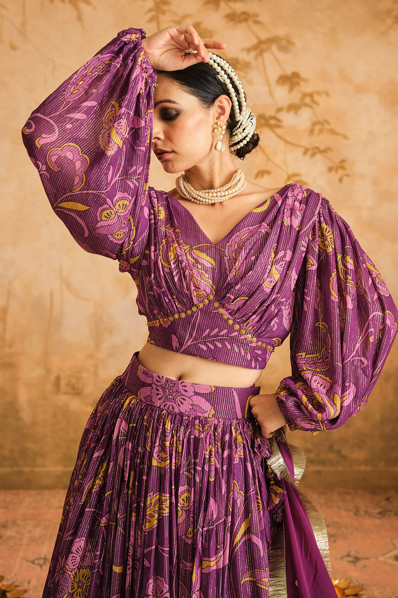 Doree: Megneta Chintz Printed Lehenga Set of 3