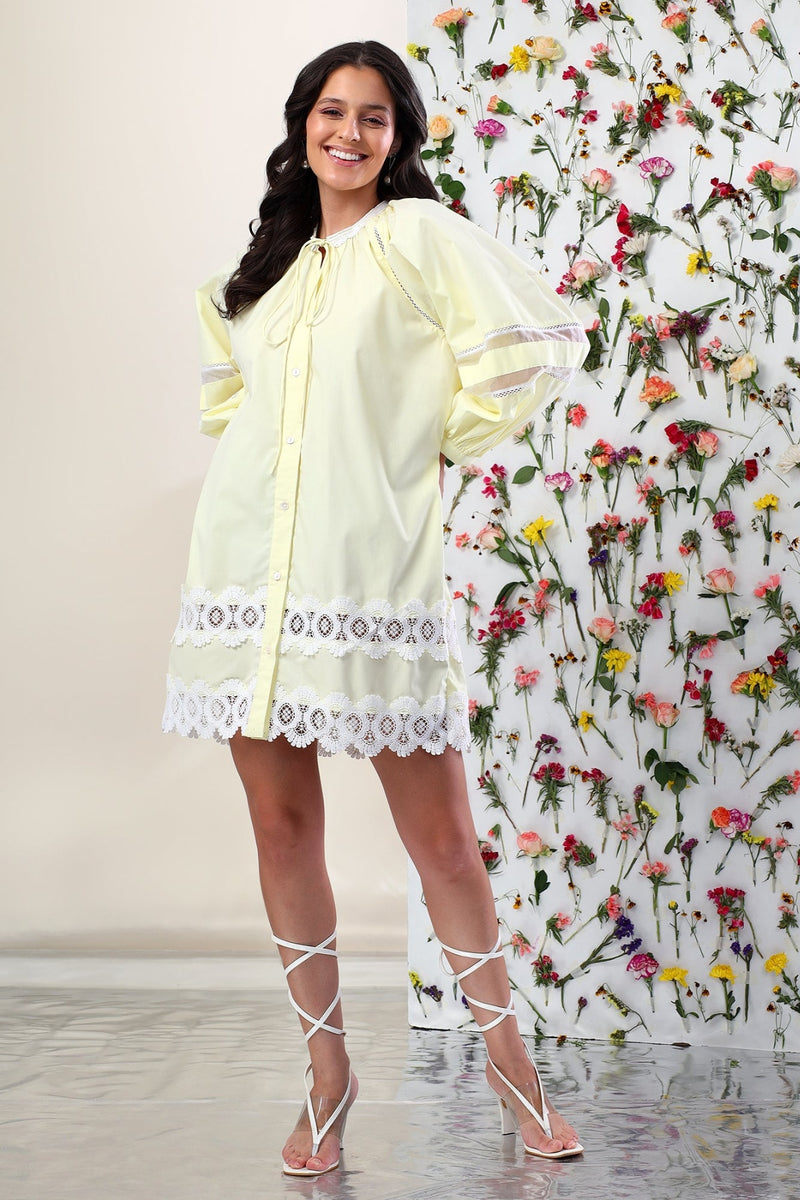 Limoncello Breeze Lace Shirt Dress