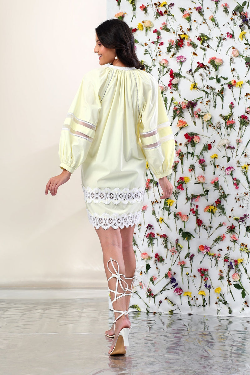 Limoncello Breeze Lace Shirt Dress
