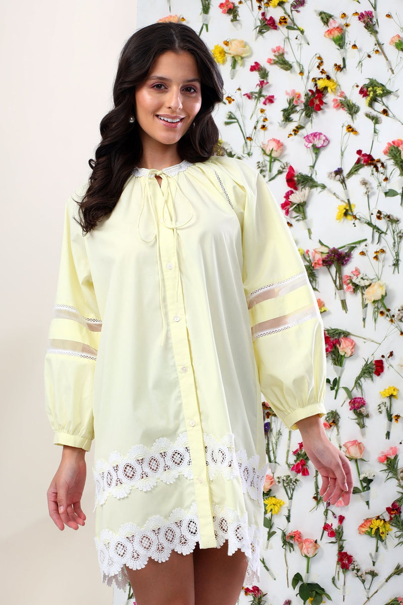 Limoncello Breeze Lace Shirt Dress