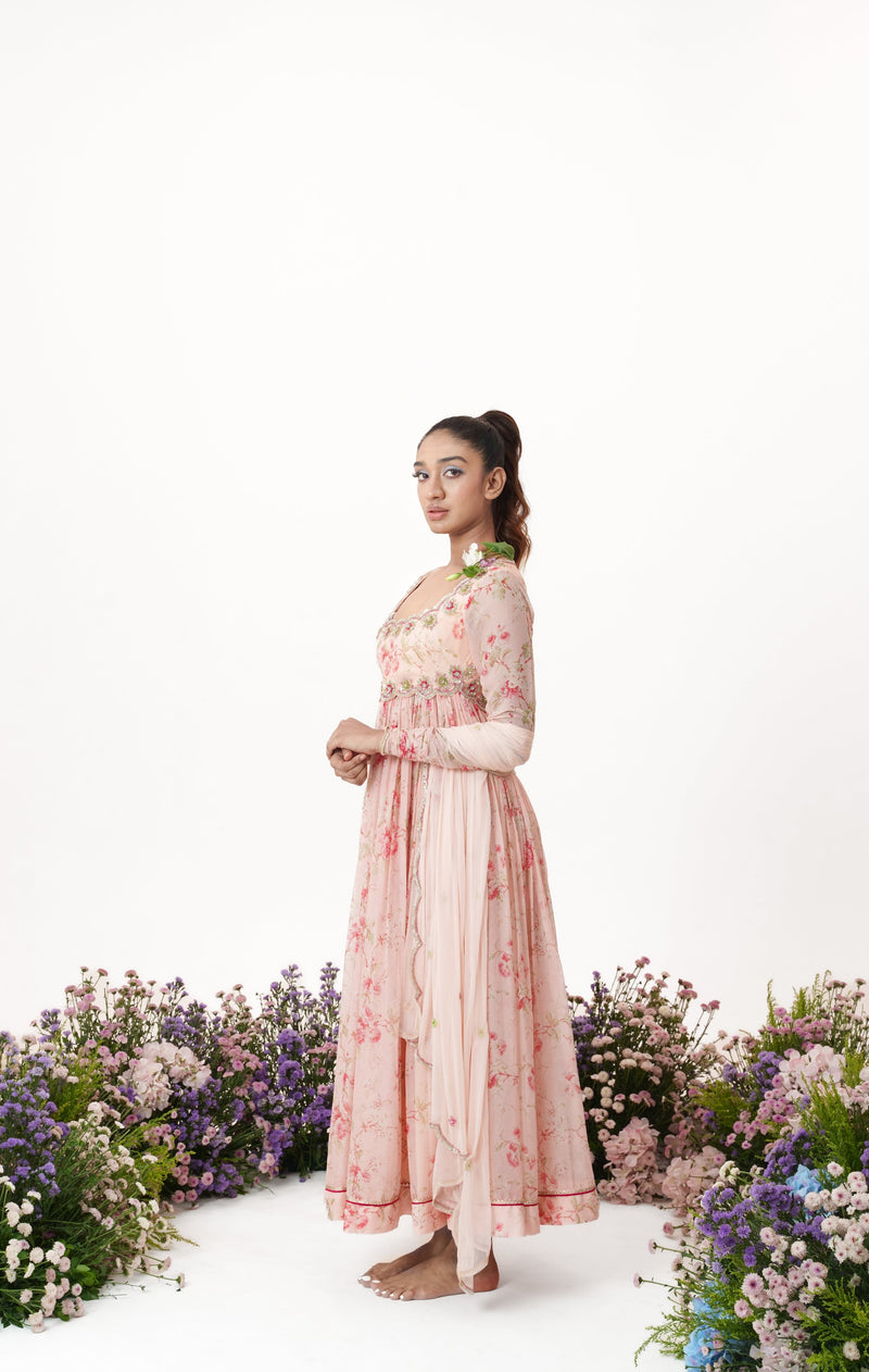 Floret - Powder Pink Embroidered Anarkali Set