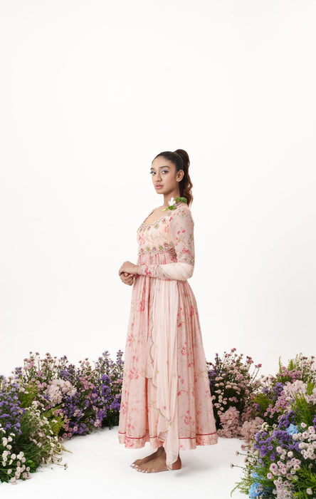 Floret - Powder Pink Embroidered Anarkali Set