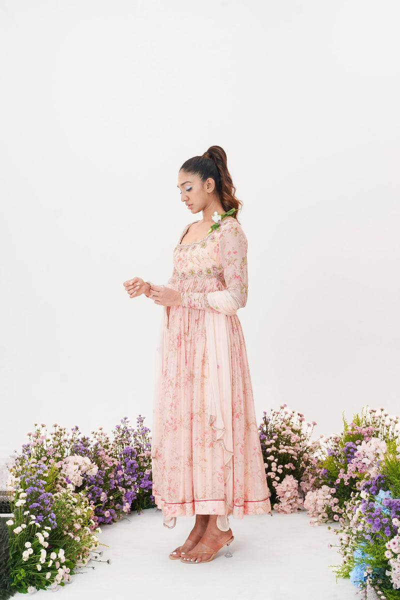 Floret - Powder Pink Embroidered Anarkali Set