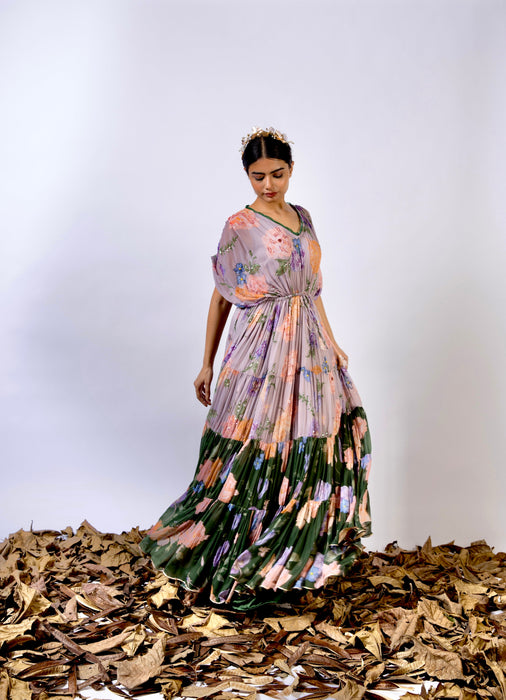 Makha Dusty Grey And Forest Green Resort Wear