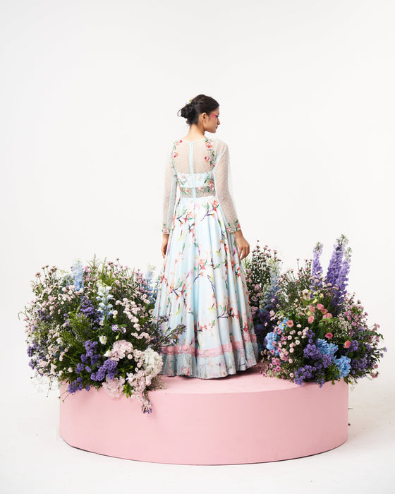 Lilium -Ice blue embroidered Dress