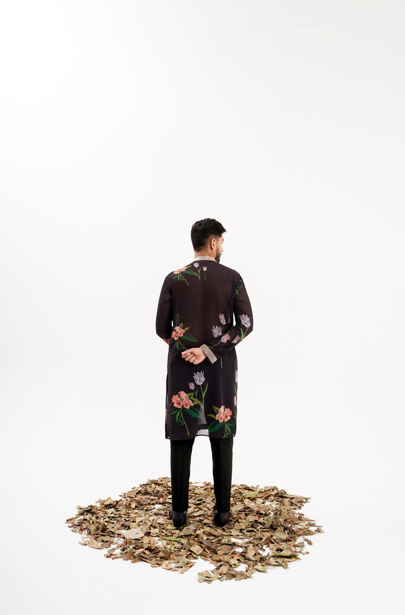 La fleur- mens back floral kurta