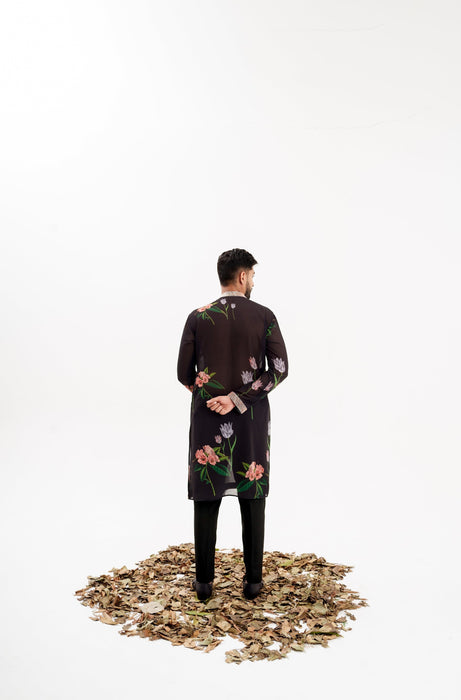 La fleur- mens back floral kurta