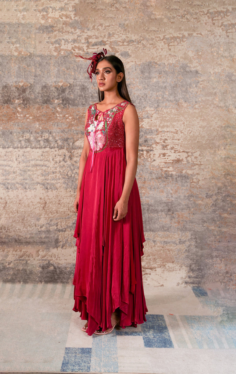 Cascade - Fuchsia Pink Embroidered Dress