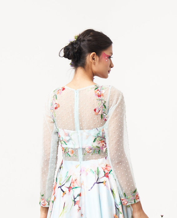 Lilium -Ice blue embroidered Dress